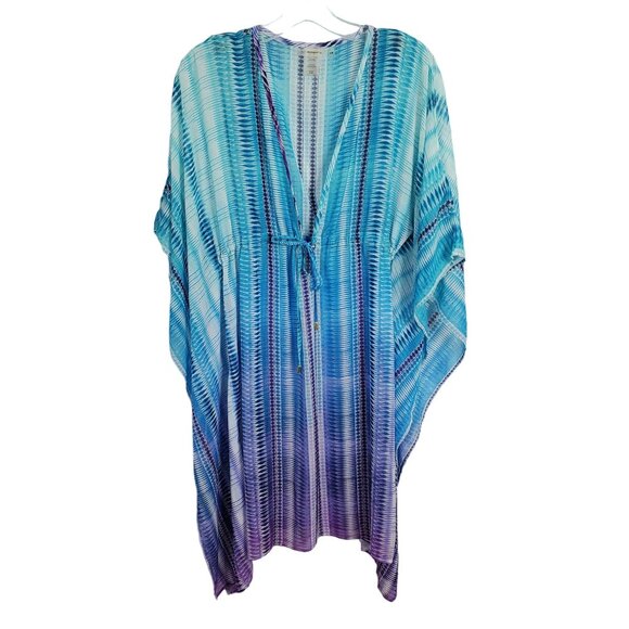 Bleu Rod Beattie Size S M Tunic Sheer Beach Swimwear Cover Up Ombre Blue Purple - Picture 2 of 10